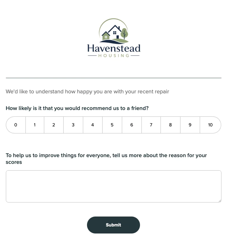 Example of a simple NPS Survey