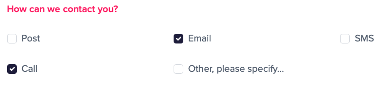 A choice question, using checkboxes