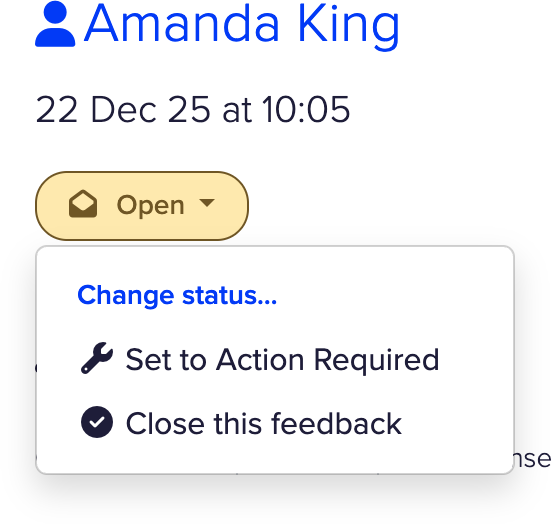 CustomerSure Feedback Status UI
