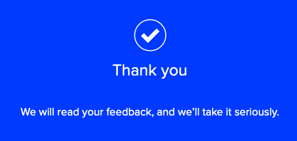 Default thank you page for a CustomerSure survey